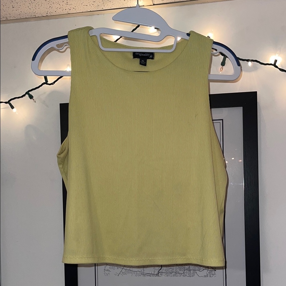 Yellow Crop Fitted Tank Top